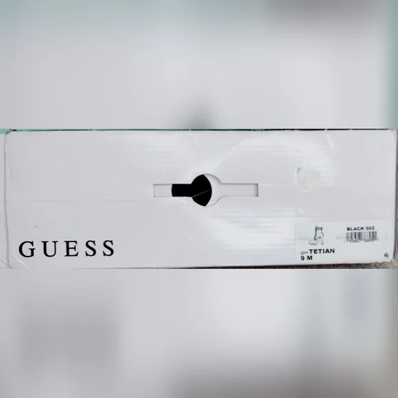 Guess Tetian Black Leather Faux-Fur Lace-Up Stiletto Heeled Boots Women's 9 NWT - Picture 2 of 16